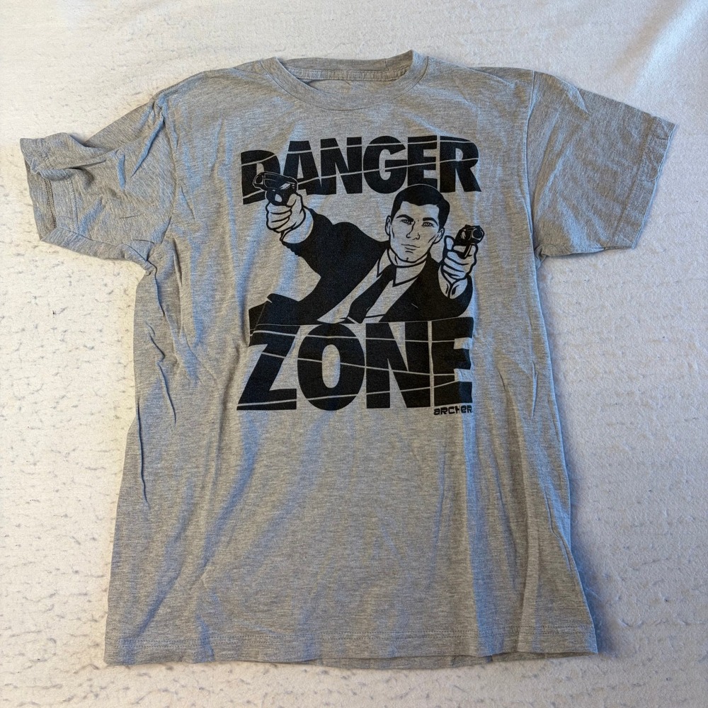 Archer T-Shirt Mens Medium Gray Danger Zone Graphic Ripple Junction